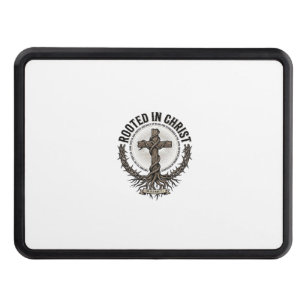 Rooted in Christ Cross Vintage Engraving Christian Hitch Cover
