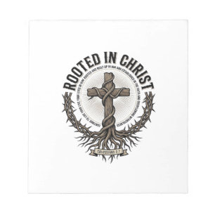 Rooted in Christ Cross Vintage Engraving Christian Notepad