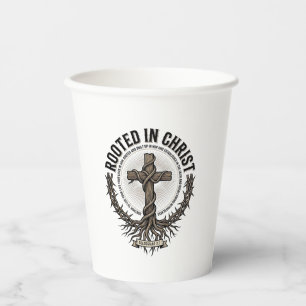 Rooted in Christ Cross Vintage Engraving Christian Paper Cups