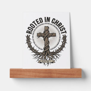 Rooted in Christ Cross Vintage Engraving Christian Picture Ledge