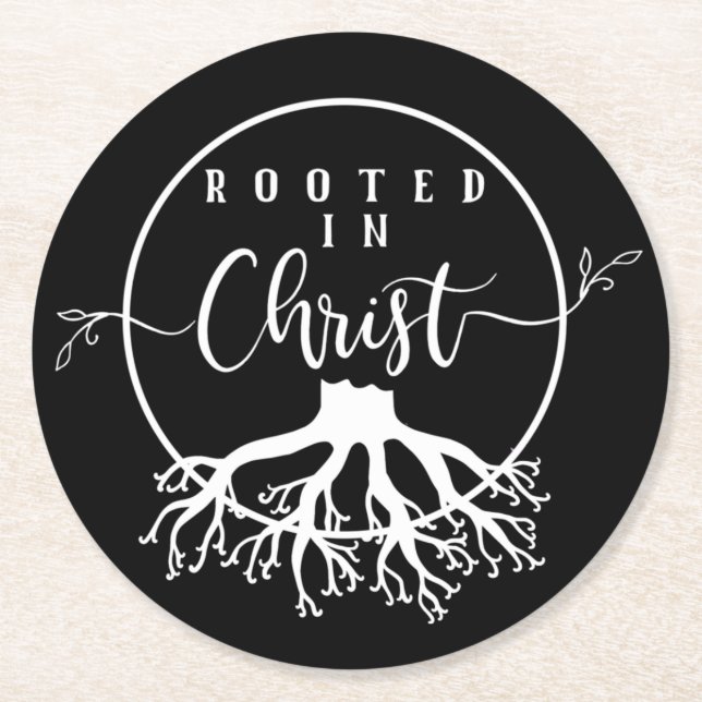 Rooted in Christ Round Paper Coaster (Front)