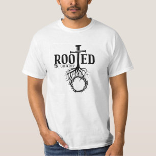 Rooted In Christ Scripture Cross Christian Verse T-Shirt