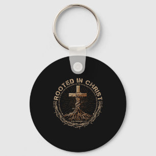 Rooted In Christ Shirt, Jesus Shirt, Vintage Cross Keychain