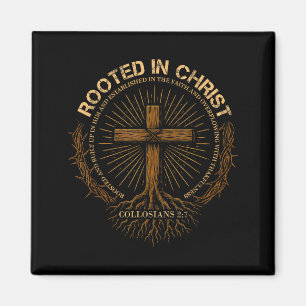 Rooted In Christ Shirt, Jesus Shirt, Vintage Cross Magnet