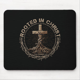 Rooted In Christ Shirt, Jesus Shirt, Vintage Cross Mouse Pad