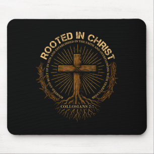 Rooted In Christ Shirt, Jesus Shirt, Vintage Cross Mouse Pad