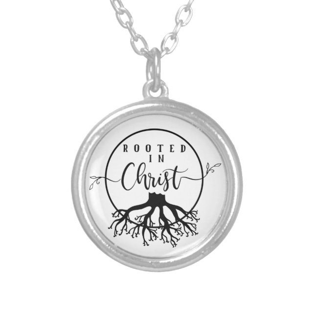 Rooted in Christ Silver Plated Necklace (Front)