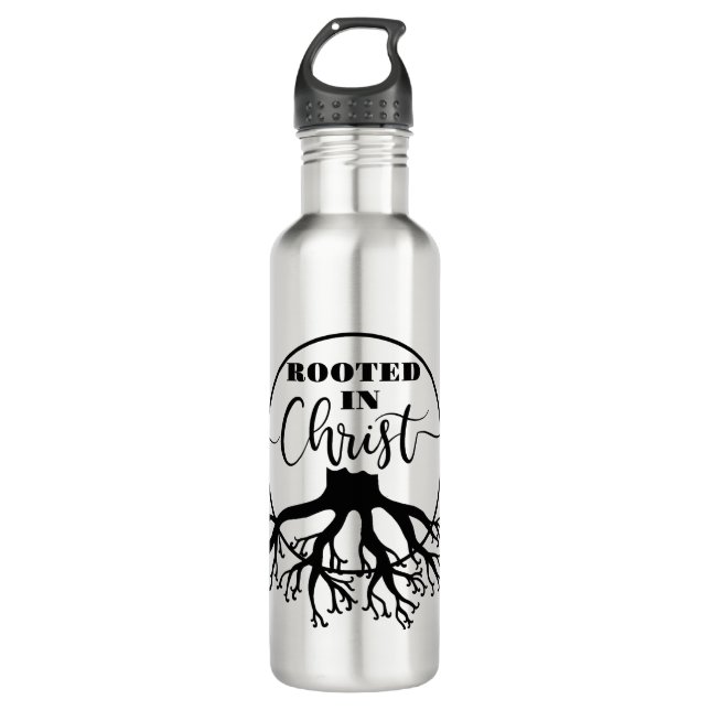 Rooted in Christ Stainless Steel Water Bottle (Front)