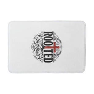 Rooted in Christ Vintage Christian Cross Design_1 Bath Mat