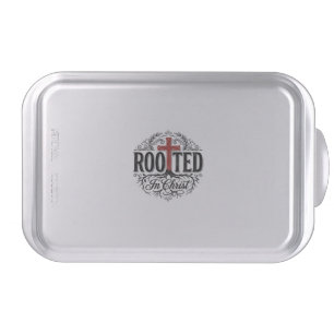 Rooted in Christ Vintage Christian Cross Design_1 Cake Pan