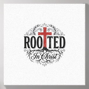 Rooted in Christ Vintage Christian Cross Design_1 Canvas Photo Tile