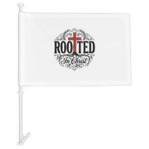 Rooted in Christ Vintage Christian Cross Design_1 Car Flag