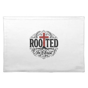 Rooted in Christ Vintage Christian Cross Design_1 Cloth Placemat