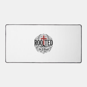 Rooted in Christ Vintage Christian Cross Design_1 Desk Mat