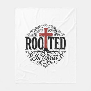 Rooted in Christ Vintage Christian Cross Design_1 Fleece Blanket