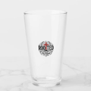 Rooted in Christ Vintage Christian Cross Design_1 Glass
