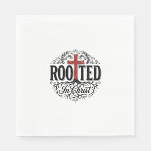 Rooted in Christ Vintage Christian Cross Design_1 Napkins