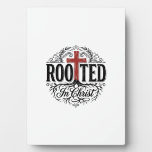Rooted in Christ Vintage Christian Cross Design_1 Plaque