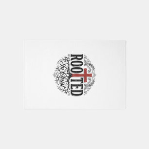 Rooted in Christ Vintage Christian Cross Design_1 Rug