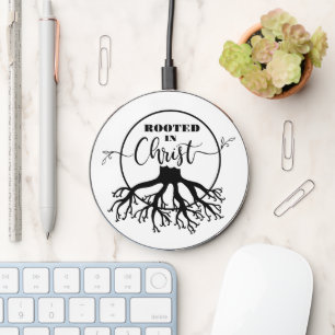Rooted in Christ Wooden Box Sign Wireless Charger
