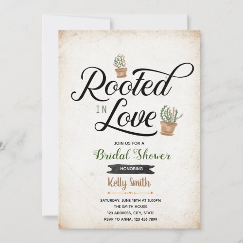 Rooted in love bridal shower invitation