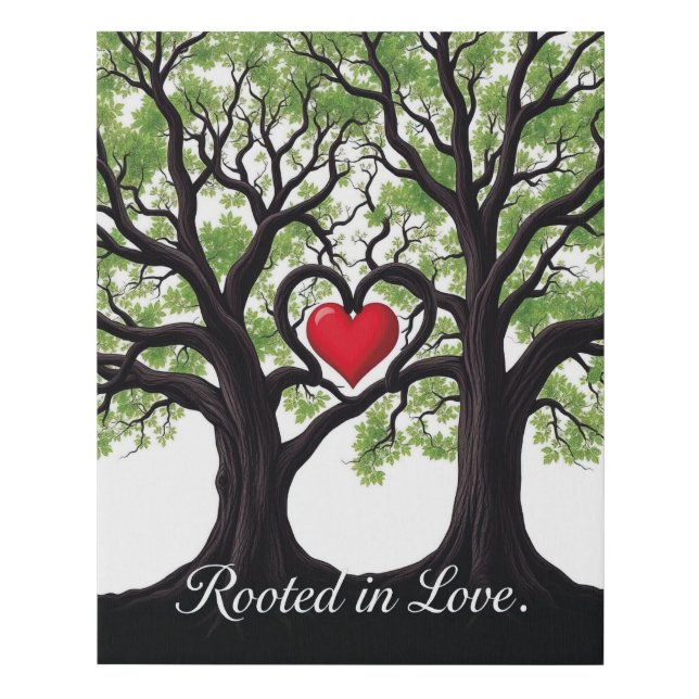 Rooted in Love Heart Tree Symbolic Art  Faux Canvas Print (Front)