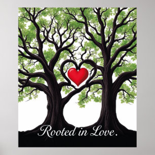 Rooted in Love Heart Tree Symbolic Art Poster
