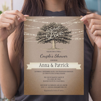 Rooted In Love Rustic Tree Lights Couple's Shower Invitation by riverme at Zazzle
