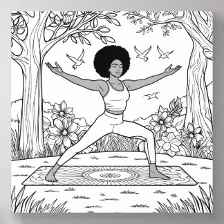 Rooted in Strength: Yoga Coloring Canvas Acrylic Photo Tile