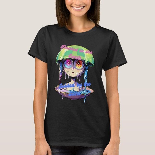 Rooted in the Earth Guided by the Stars Witchy  T-Shirt (Front)