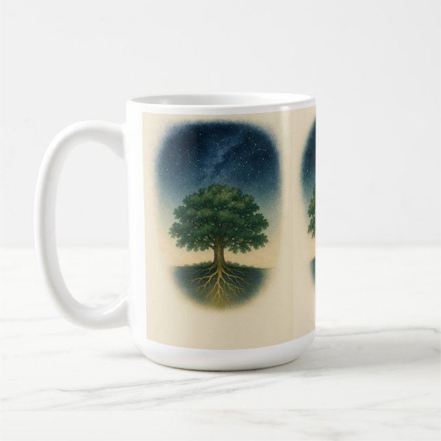 Rooted & Rising Family Tree Constellation Coffee Mug (Left)