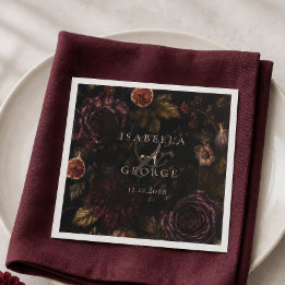 Rooted Romance Dark Botanical Wedding Napkins
