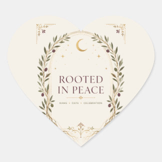 Rooted Romance Plum Olive Personalized Wedding Fav Heart Sticker
