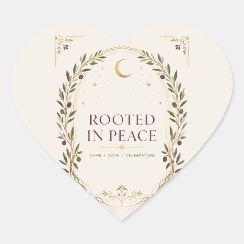 Rooted Romance Plum Olive Personalized Wedding Fav Heart Sticker