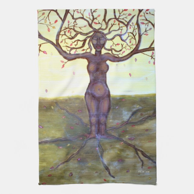"Rooted" Tree Goddess Fantasy Art Towel (Vertical)