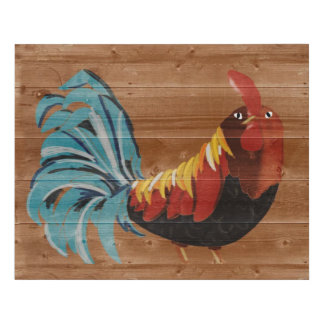 rooter painted on wood faux canvas print