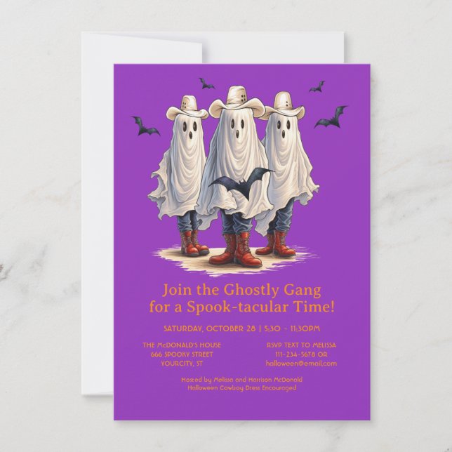 Rootin’ Tootin’ Cowboy Ghosts Western Halloween Invitation (Front)