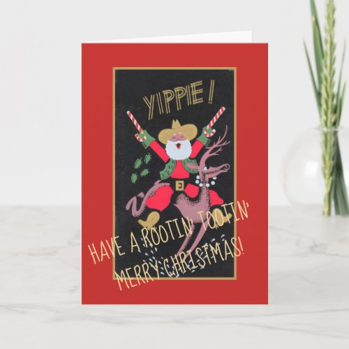 Rootin Tootin Cowboy Santa Holiday Card