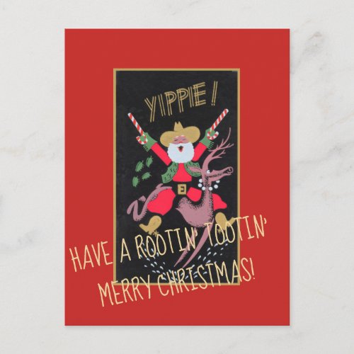 Rootin Tootin Cowboy Santa Holiday Postcard