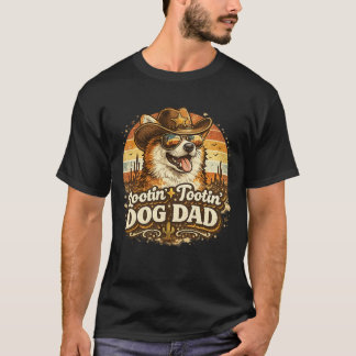 Rootin Tootin Dog Dad Cowboy T-Shirt Funny Gift