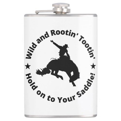 Rootin Tootin Funny Cowboy Western Pun Wordplay  Flask