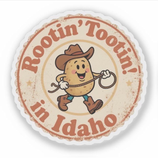 Rootin’ Tootin’ Idaho_ Potato Cowboy Artwork Sticker (Front)
