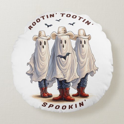 Rootin Tootin Spookin Western Ghosts Custom Text   Round Pillow