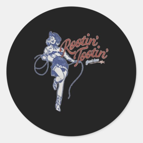 Rootin Tootin Time Cow Classic Round Sticker