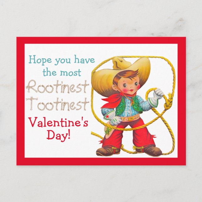 Rootin Tootin Vintage Cowboy Valentines Day Kids Postcard (Front)