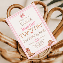 Rootin Twotin Rodeo 2nd Birthday Invitation