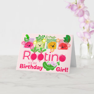 Rooting for the Birthday Girl Motivational Pun Card
