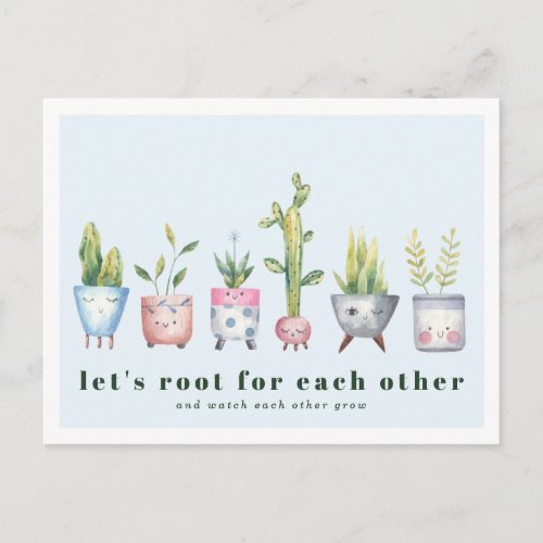 Rooting For You  Potted Plants Postcard
