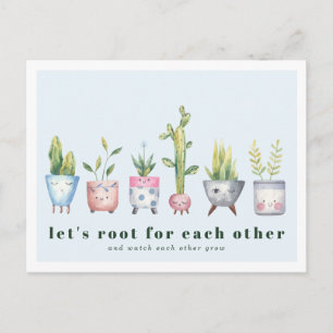 Rooting For You Potted Plants Postcard