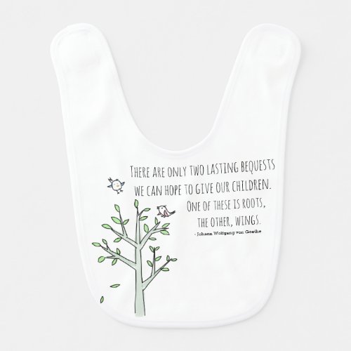 Roots and Wings Inspiring Parenting Quote Baby Bib